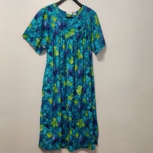 Floral Blue and Green Dress